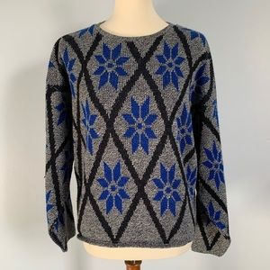 VINTAGE 90s 80s Geometric Sweater Medium Gray